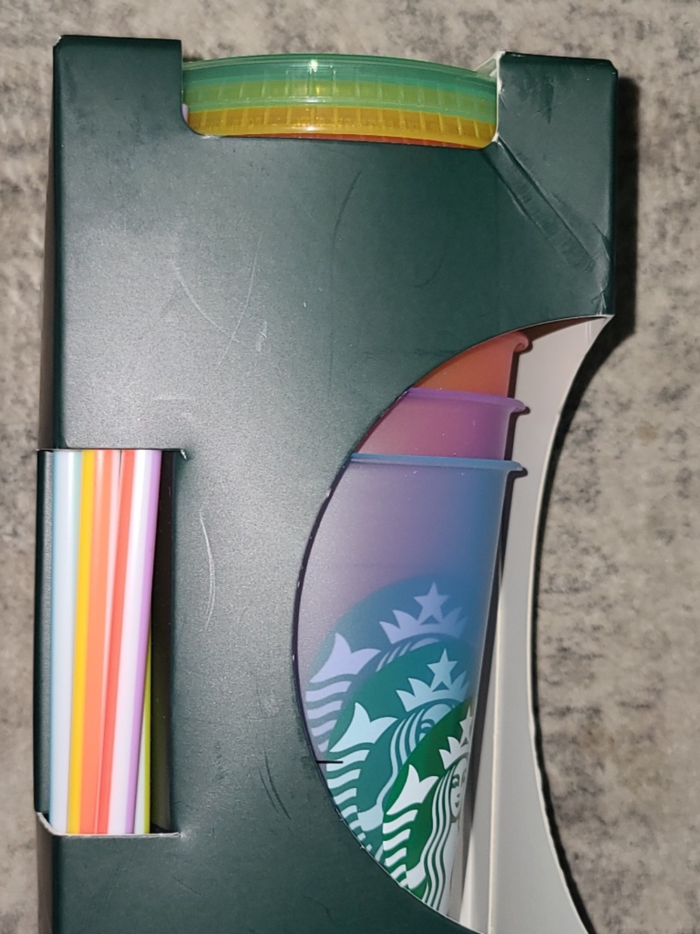 Starbucks five 24 oz  reusable  multi Color cold cups NEW!!!!